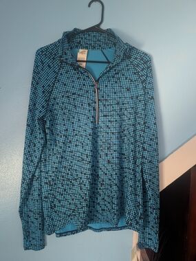 Brand New-Under Armour Blue Patterned Quarter-Zip Pullover